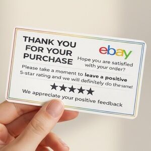 50 eBay Thank You Cards | Feedback Reminder Inserts for Online Sellers 3.5x2 "